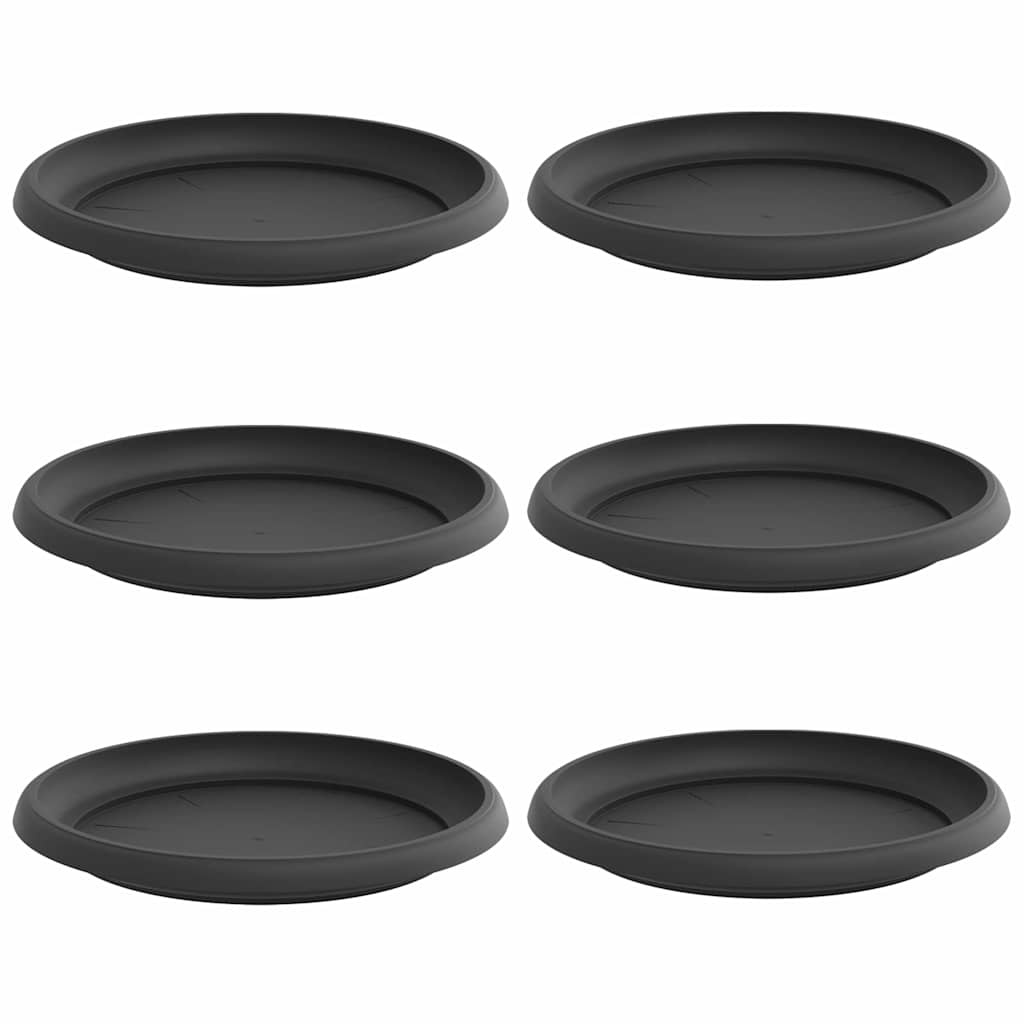 Vassoio Rotondo per Fiori 6 pcs Nero Ø 14 x 2 cm Plastica