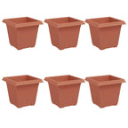 Vaso quadrato per fiori 6 pcs Rosso Mattone 16 x 16 x 14 cm