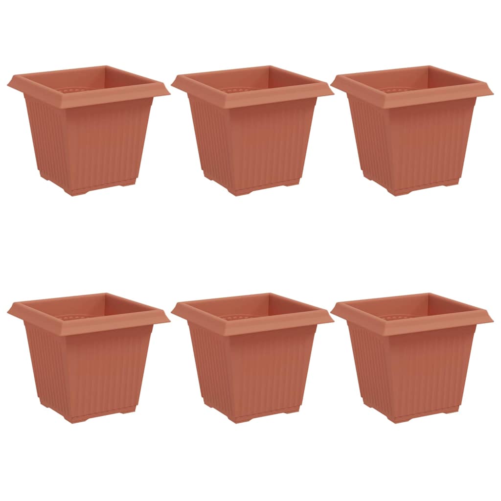 Vaso quadrato per fiori 6 pcs Rosso Mattone 16 x 16 x 14 cm