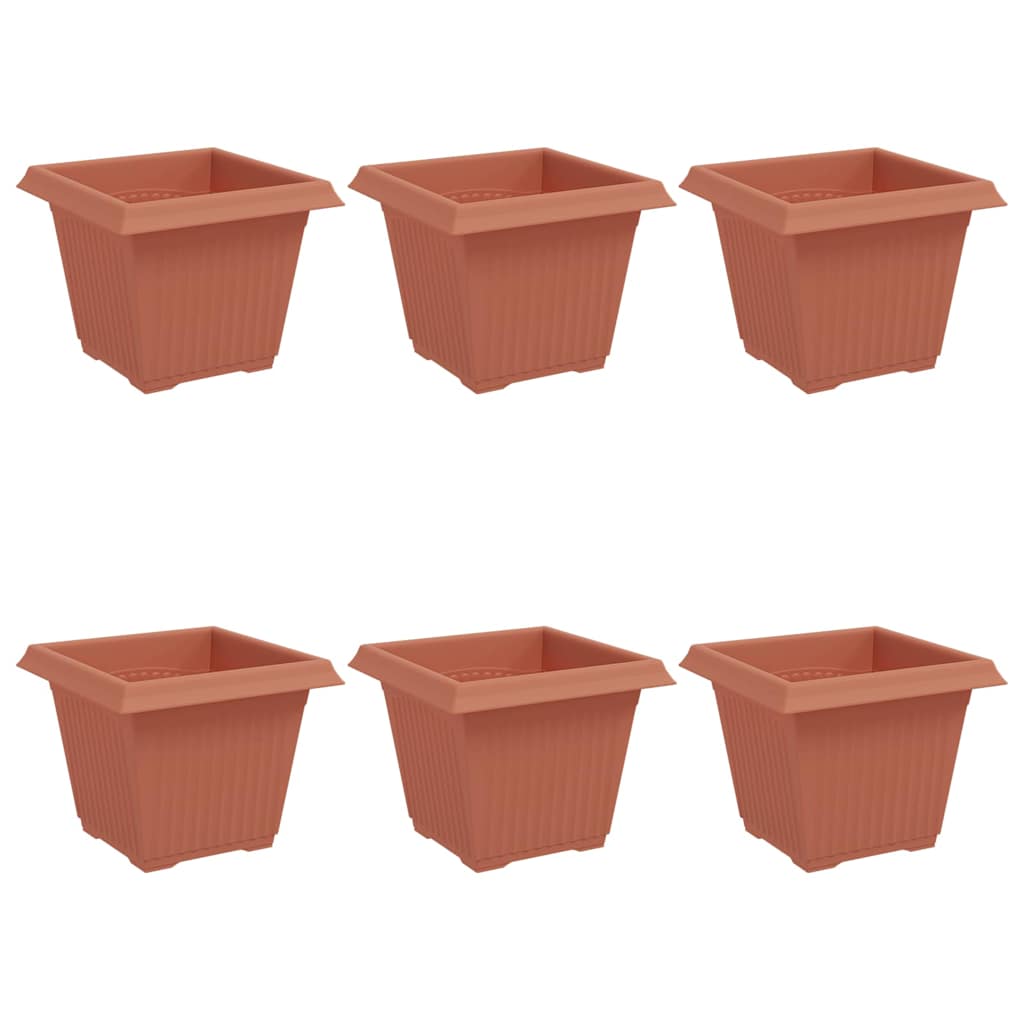 Vaso quadrato per fiori 6 pcs Rosso Mattone 20 x 20 x 16 cm