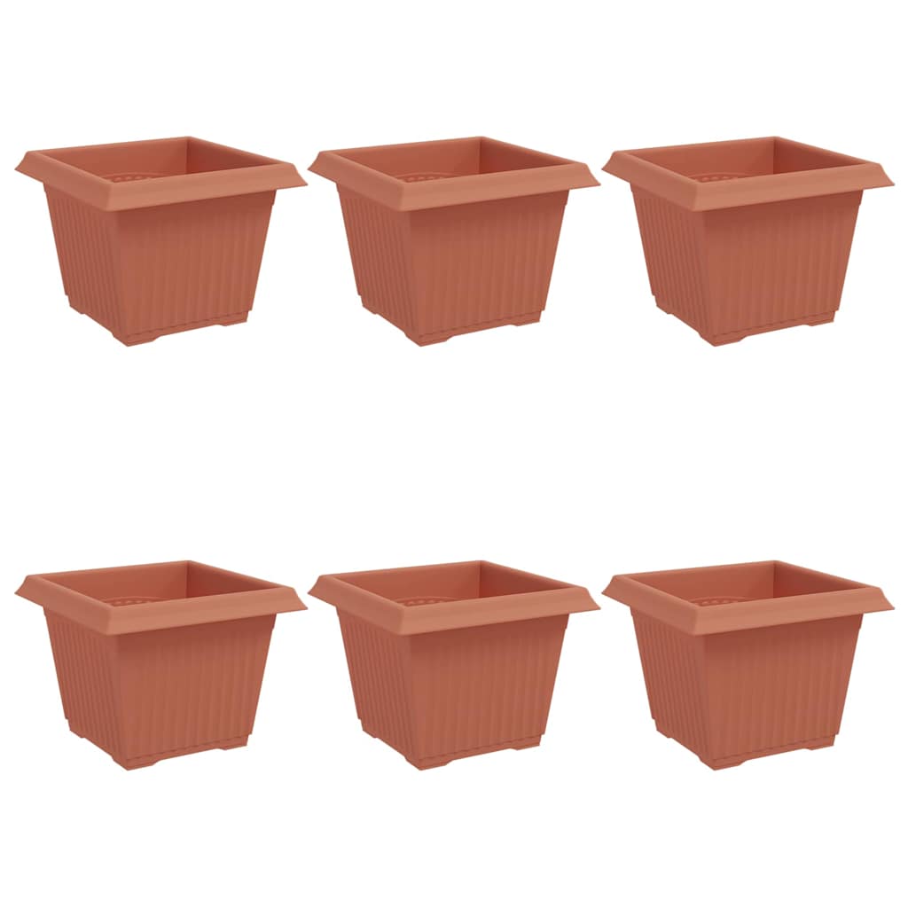 Vaso quadrato per fiori 6 pcs Rosso Mattone 23 x 23 x 17,5 cm
