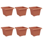 Vaso quadrato per fiori 6 pcs Rosso Mattone 23 x 23 x 17,5 cm