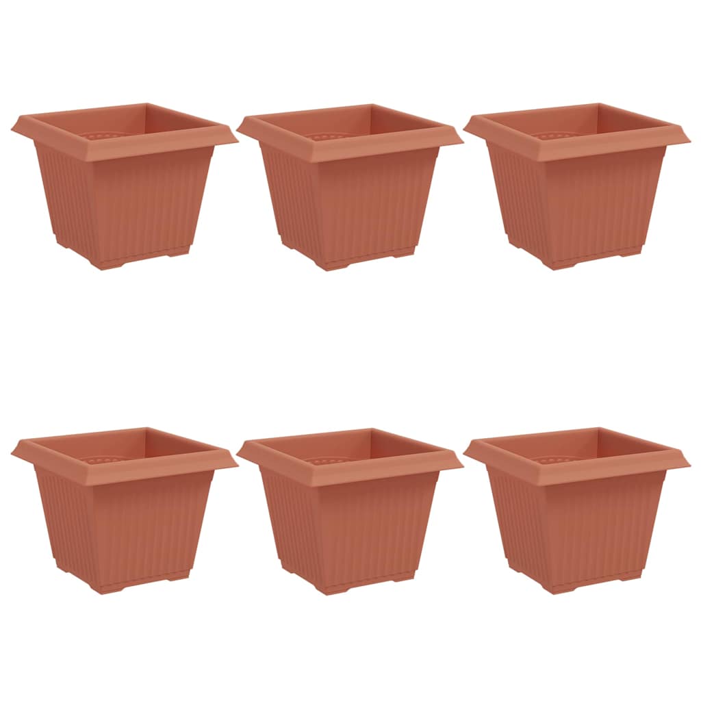 Vaso quadrato per fiori 6 pcs Rosso Mattone 33 x 33 x 26 cm