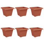 Vaso quadrato per fiori 6 pcs Rosso Mattone 43 x 43 x 33,5 cm