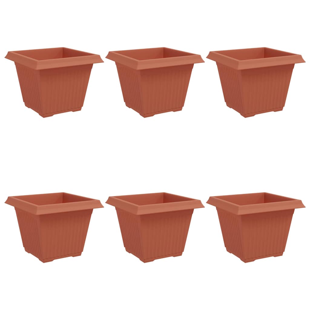 Vaso quadrato per fiori 6 pcs Rosso Mattone 43 x 43 x 33,5 cm