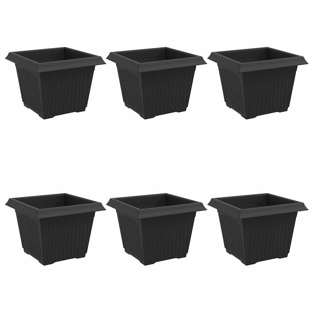 Vaso quadrato per fiori 6 pcs Nero 23 x 23 x 17,5 cm Plastica