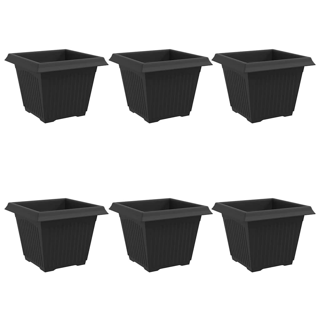 Vaso quadrato per fiori 6 pcs Nero 28,5 x 28,5 x 22 cm Plastica