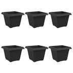 Vaso quadrato per fiori 6 pcs Nero 28,5 x 28,5 x 22 cm Plastica