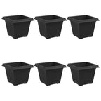 Vaso quadrato per fiori 6 pcs Nero 33 x 33 x 26 cm Plastica