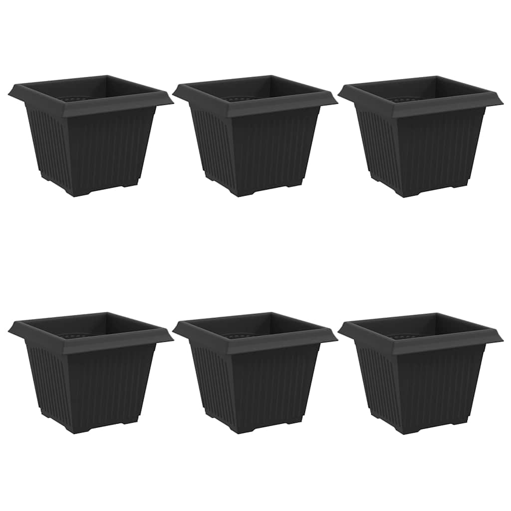 Vaso quadrato per fiori 6 pcs Nero 33 x 33 x 26 cm Plastica