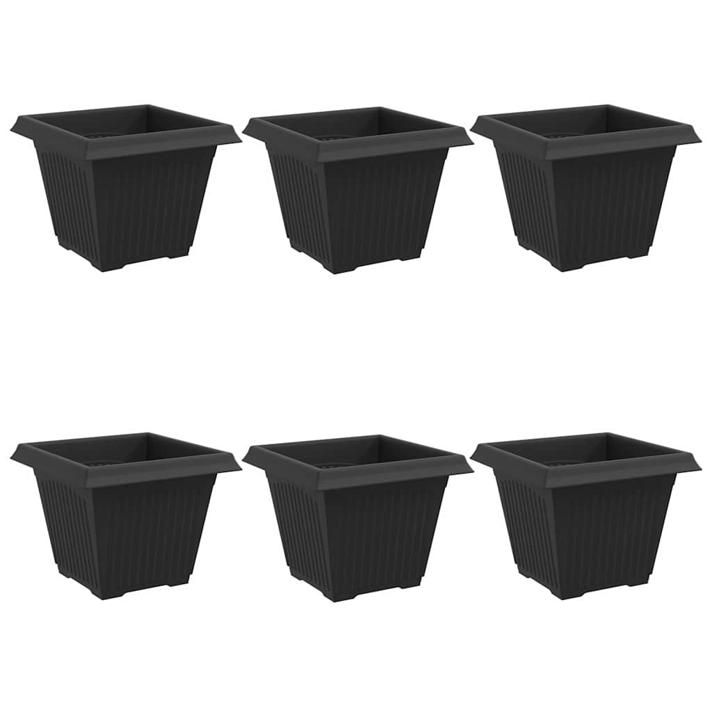 Vaso quadrato per fiori 6 pcs Nero 38 x 38 x 30 cm Plastica