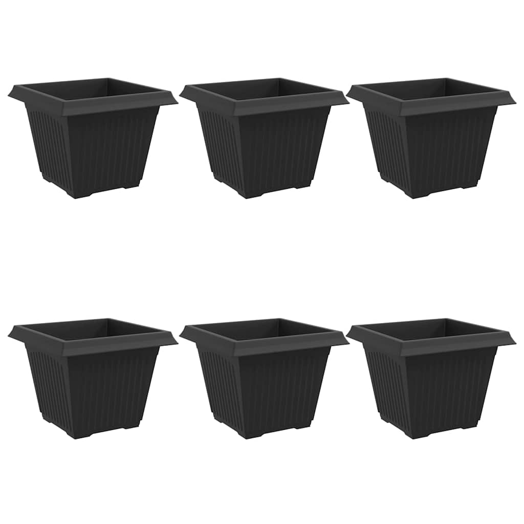 Vaso quadrato per fiori 6 pcs Nero 43 x 43 x 33,5 cm Plastica