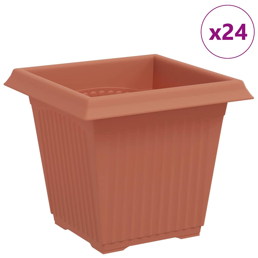 Vaso quadrato per fiori 24 pcs Rosso Mattone 16 x 16 x 14 cm