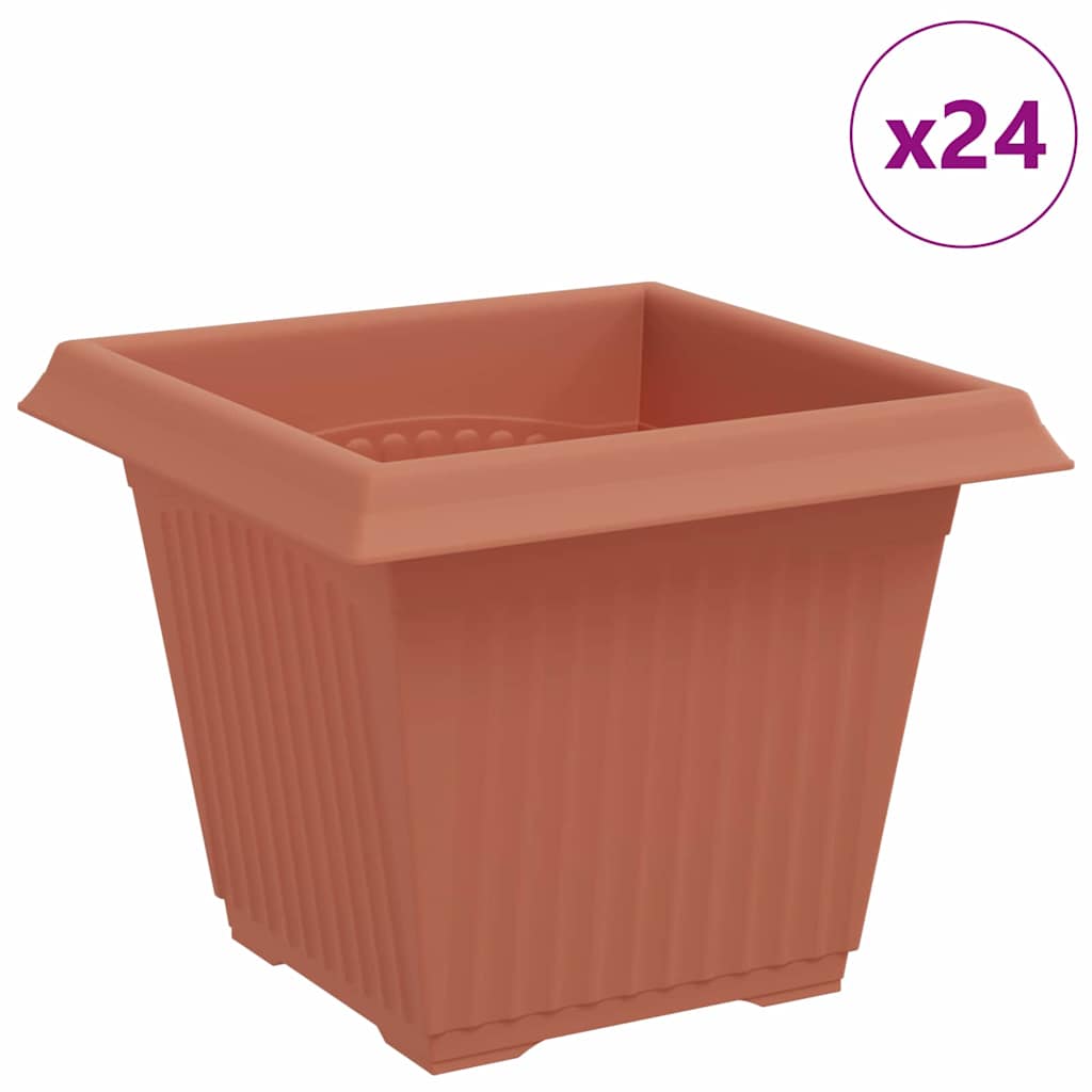 Vaso quadrato per fiori 24 pcs Rosso Mattone 20 x 20 x 16 cm