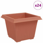 Vaso quadrato per fiori 24 pcs Rosso Mattone 23 x 23 x 17,5 cm