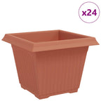 Vaso quadrato per fiori 24 pcs Rosso Mattone Plastica