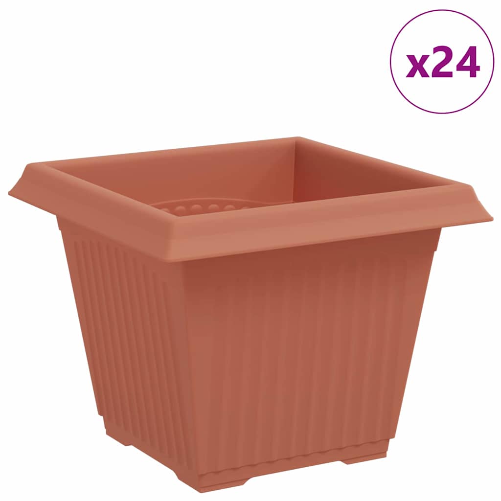 Vaso quadrato per fiori 24 pcs Rosso Mattone 33 x 33 x 26 cm