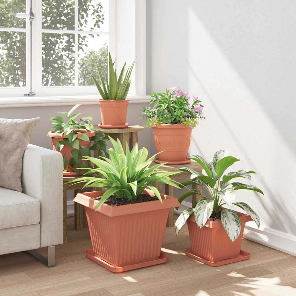 Vaso quadrato per fiori 24 pcs Rosso Mattone 38 x 38 x 30 cm