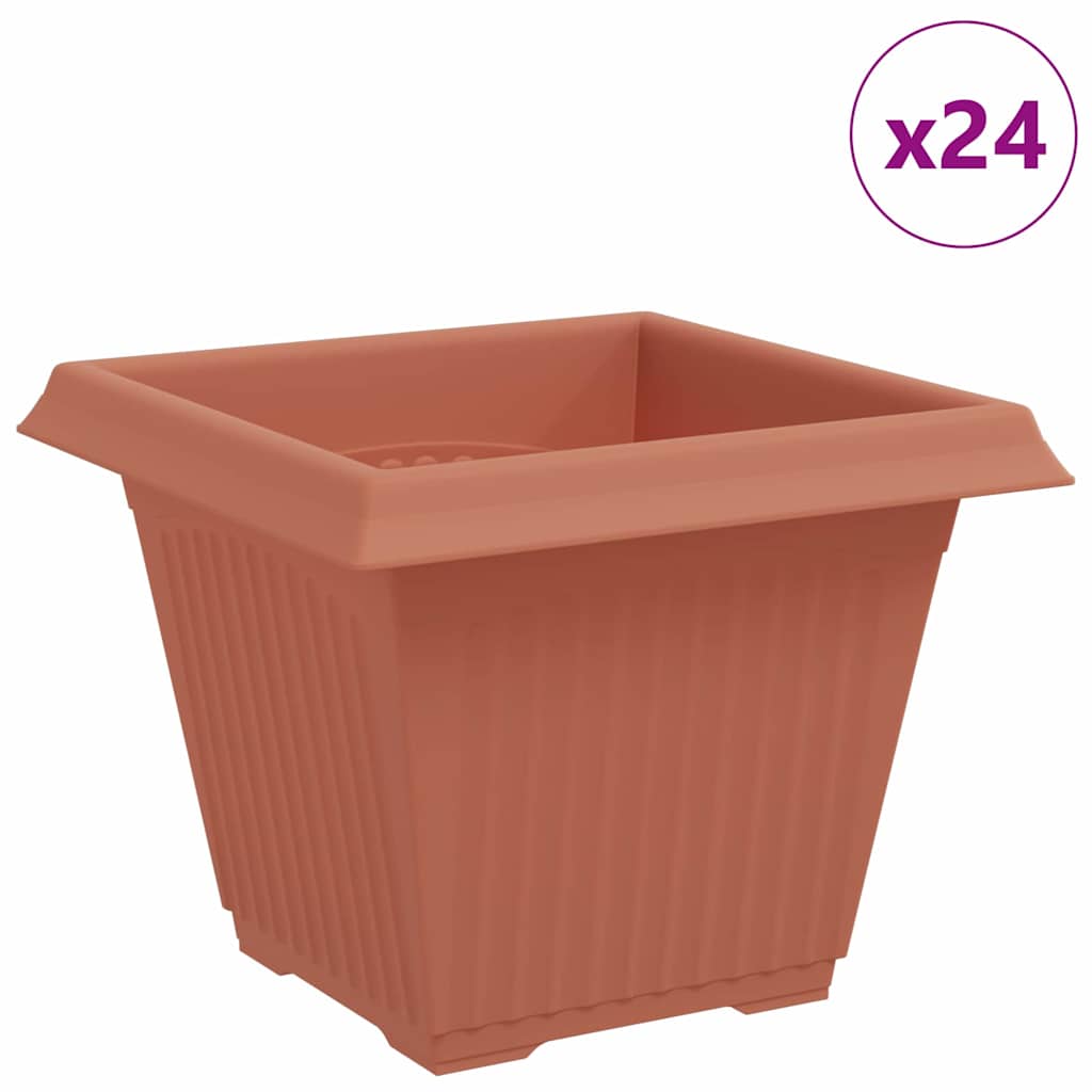 Vaso quadrato per fiori 24 pcs Rosso Mattone 38 x 38 x 30 cm