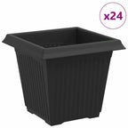 Vaso quadrato per fiori 24 pcs Nero 16 x 16 x 14 cm Plastica