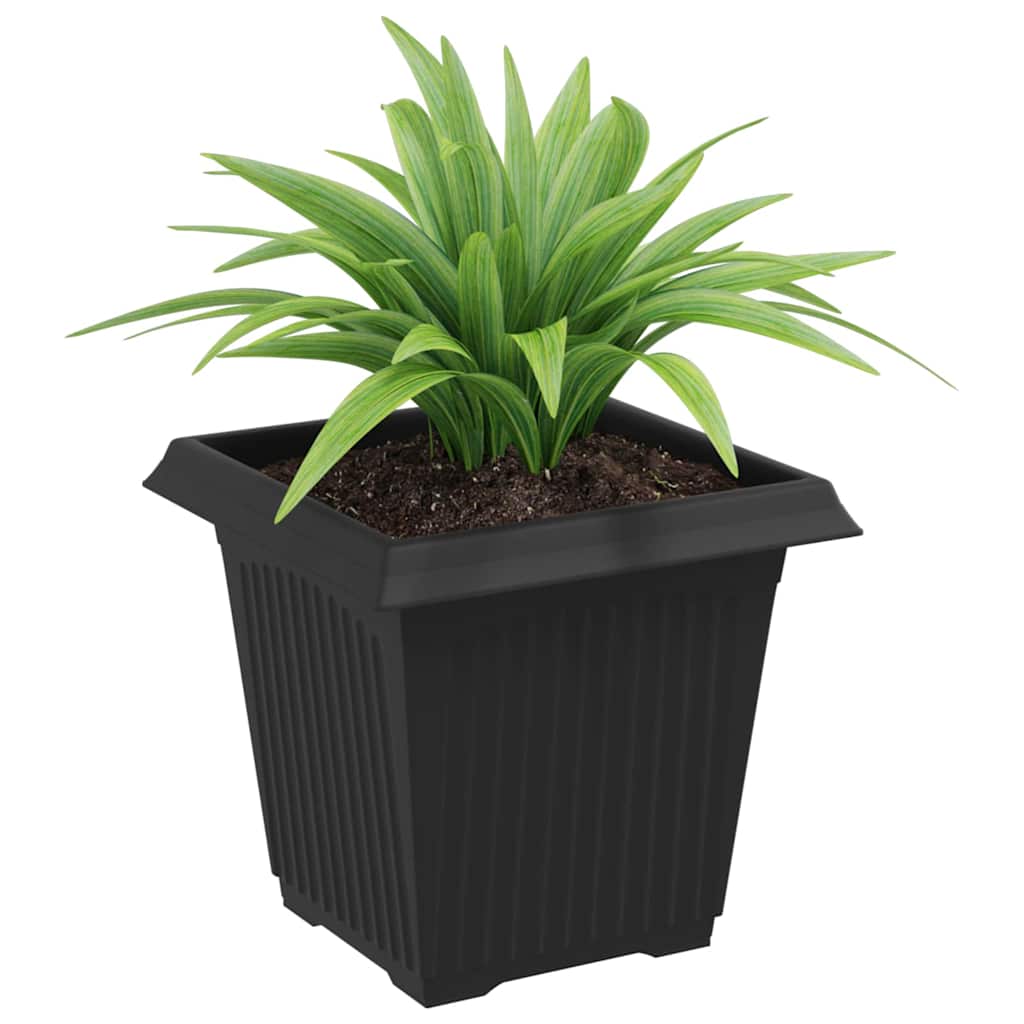Vaso quadrato per fiori 24 pcs Nero 16 x 16 x 14 cm Plastica