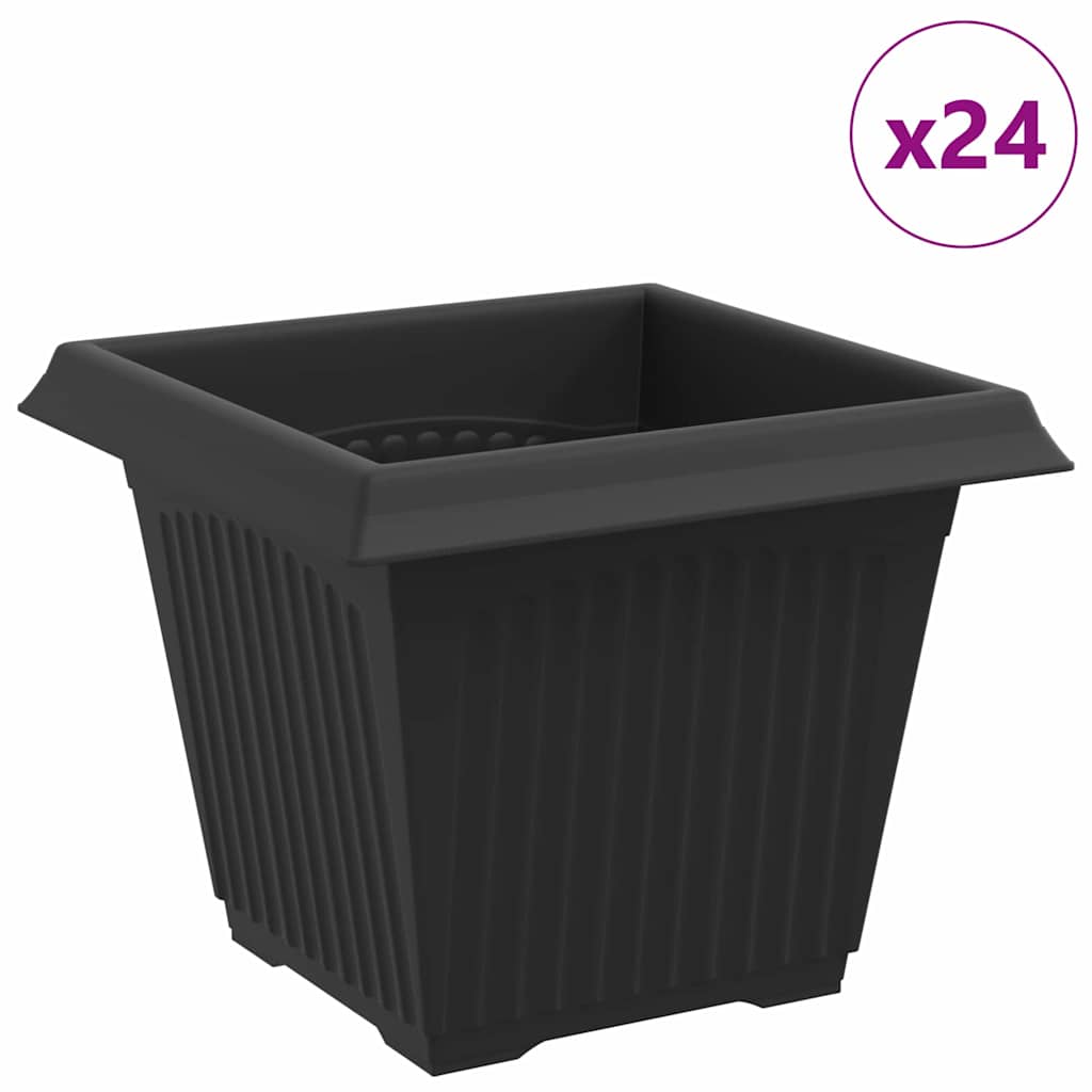 Vaso quadrato per fiori 24 pcs Nero 20 x 20 x 16 cm Plastica