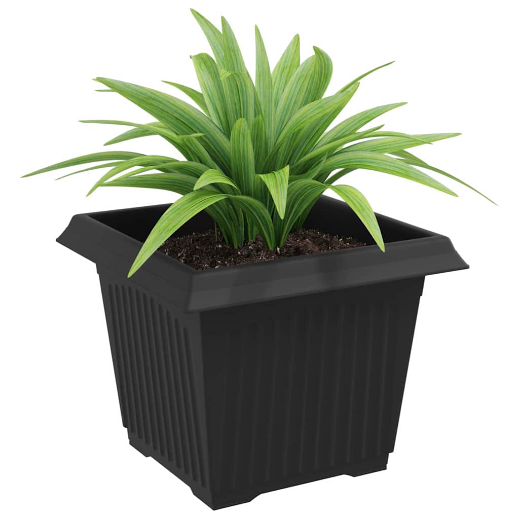 Vaso quadrato per fiori 24 pcs Nero 23 x 23 x 17,5 cm Plastica