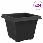 Vaso quadrato per fiori 24 pcs Nero 28,5 x 28,5 x 22 cm