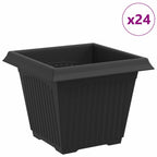 Vaso quadrato per fiori 24 pcs Nero 33 x 33 x 26 cm Plastica