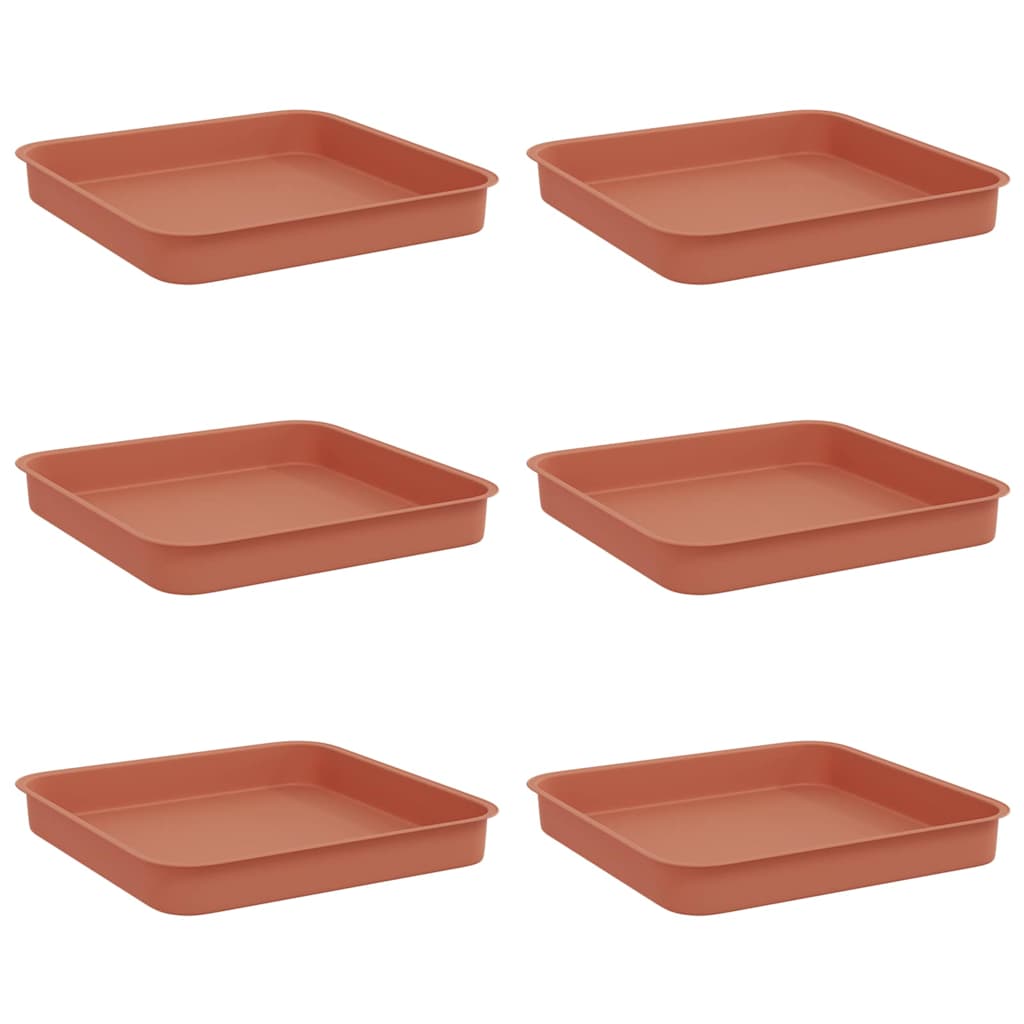 Vassoio Quadrato per Fiori 6 pcs Rosso Mattone 15 x 15 x 2 cm