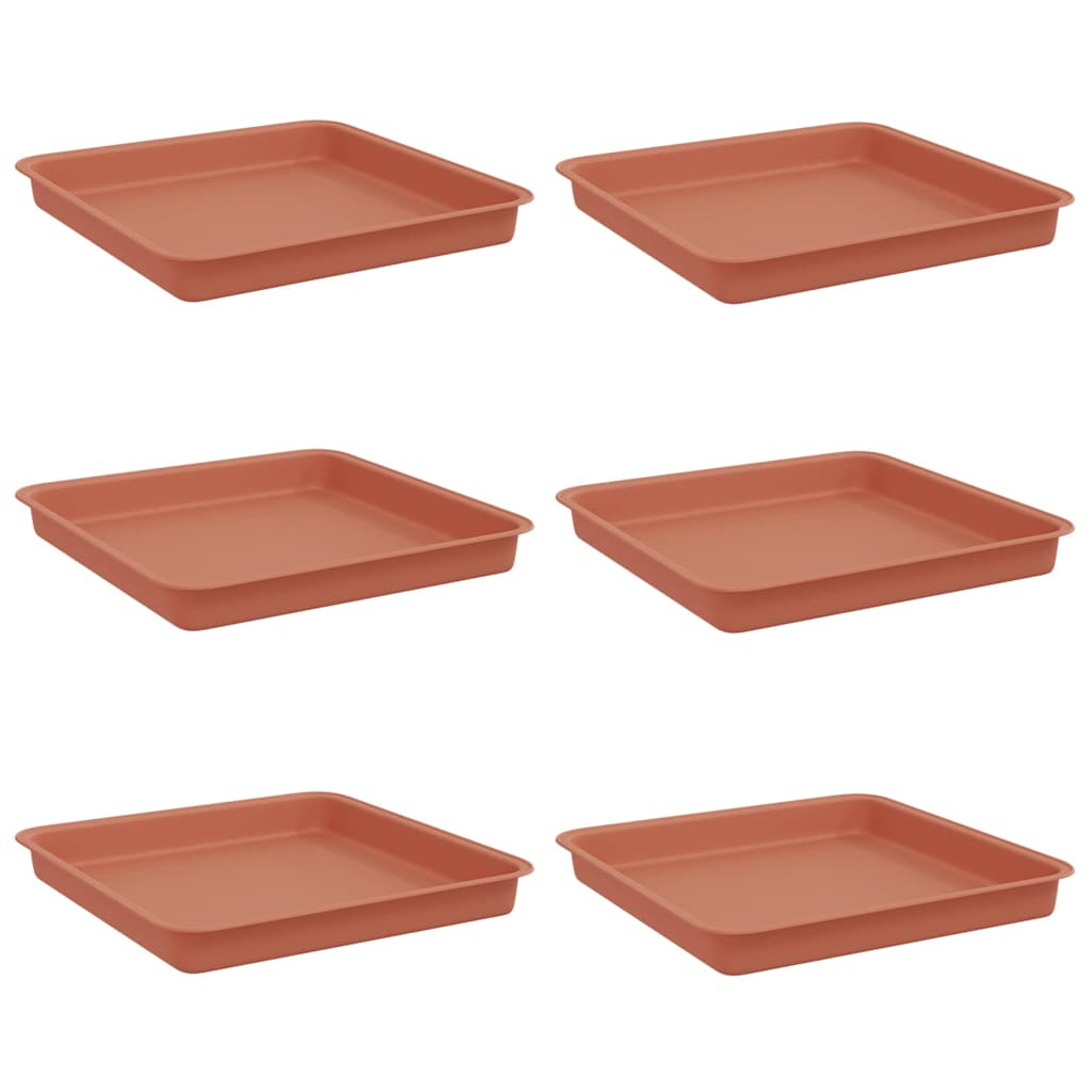 Vassoio Quadrato per Fiori 6 pcs Rosso Mattone 18 x 18 x 2 cm