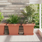 Vassoio Quadrato per Fiori 6 pcs Rosso Mattone Plastica