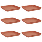 Vassoio Quadrato per Fiori 6 pcs Rosso Mattone Plastica