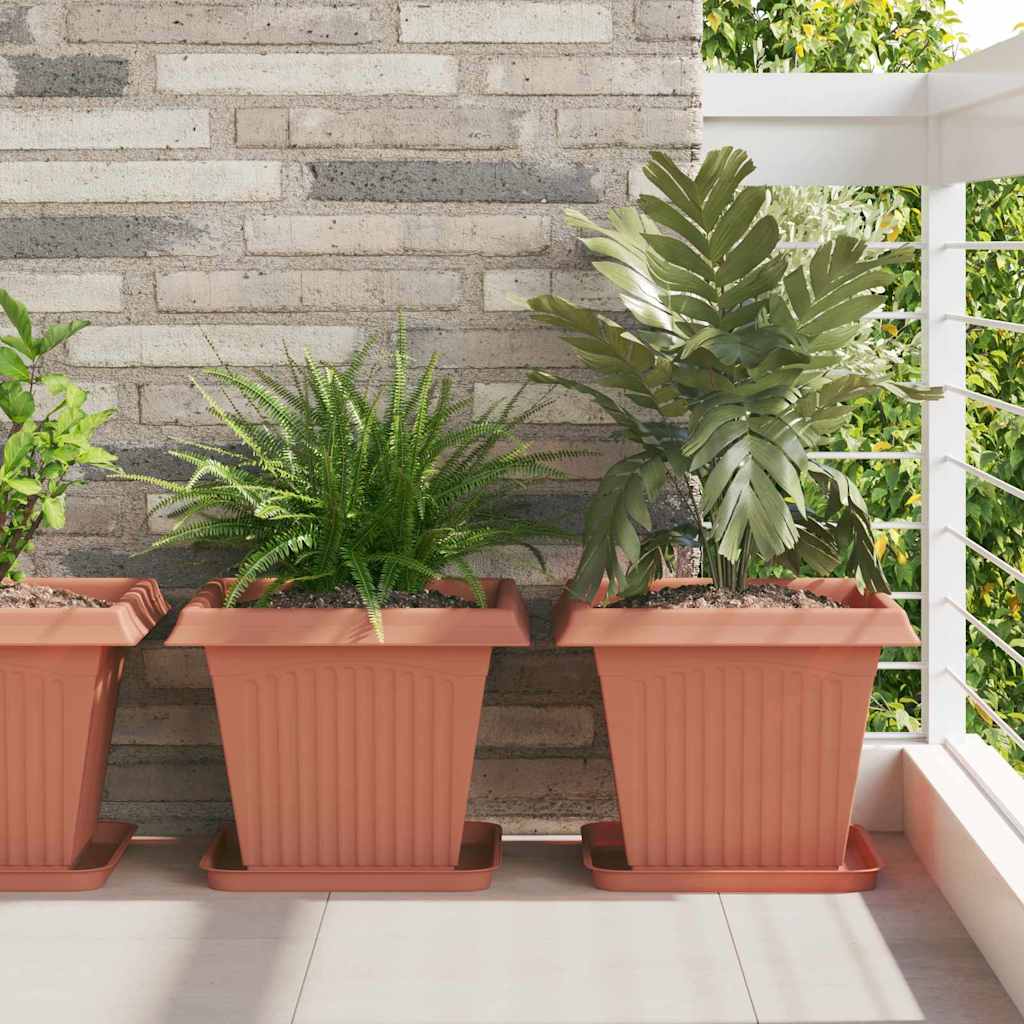 Vassoio Quadrato per Fiori 6 pcs Rosso Mattone 32 x 32 x 2,5 cm