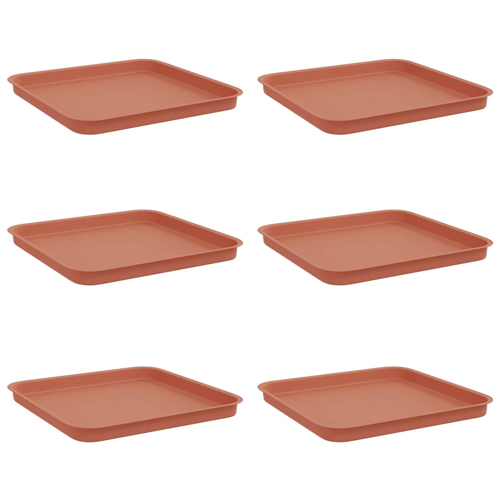 Vassoio Quadrato per Fiori 6 pcs Rosso Mattone 32 x 32 x 2,5 cm