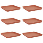 Vassoio Quadrato per Fiori 6 pcs Rosso Mattone 32 x 32 x 2,5 cm
