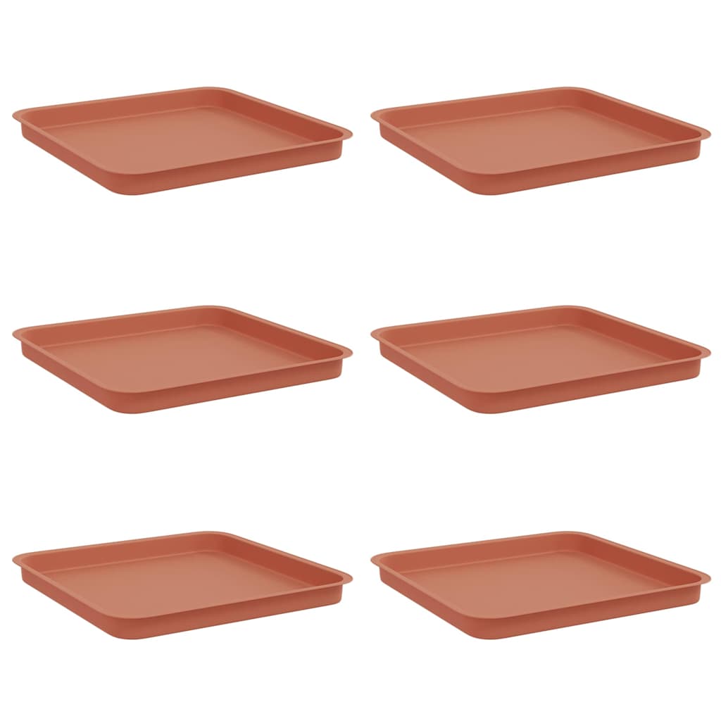 Vassoio Quadrato per Fiori 6 pcs Rosso Mattone 36 x 36 x 2.5 cm