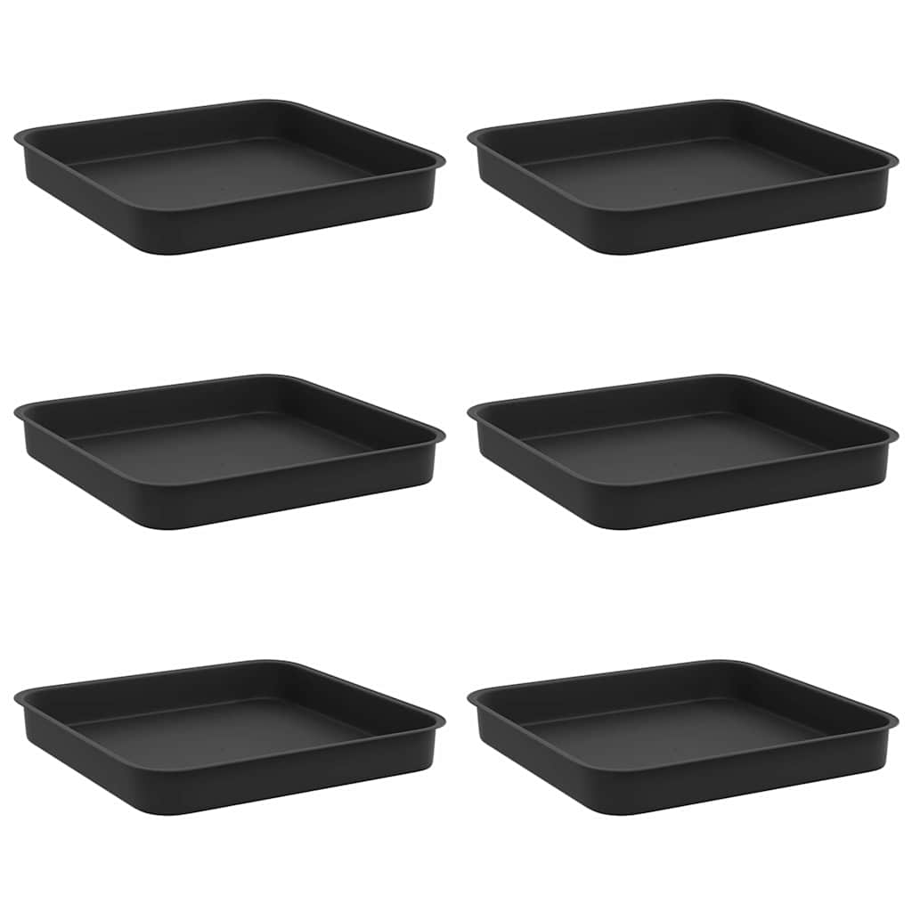 Vassoio Quadrato per Fiori 6 pcs Nero 15 x 15 x 2 cm Plastica