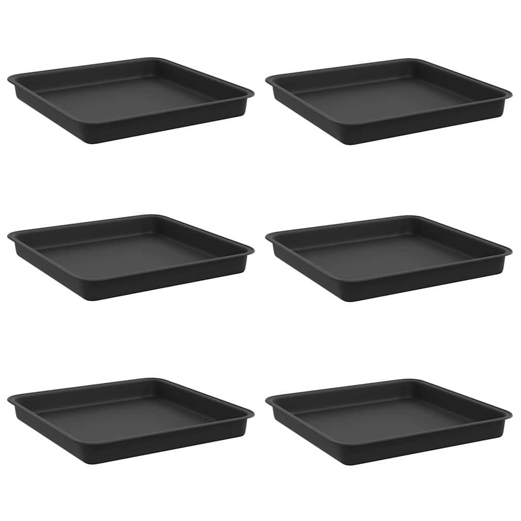 Vassoio Quadrato per Fiori 6 pcs Nero 18 x 18 x 2 cm Plastica