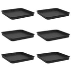 Vassoio Quadrato per Fiori 6 pcs Nero 21 x 21 x 2 cm Plastica