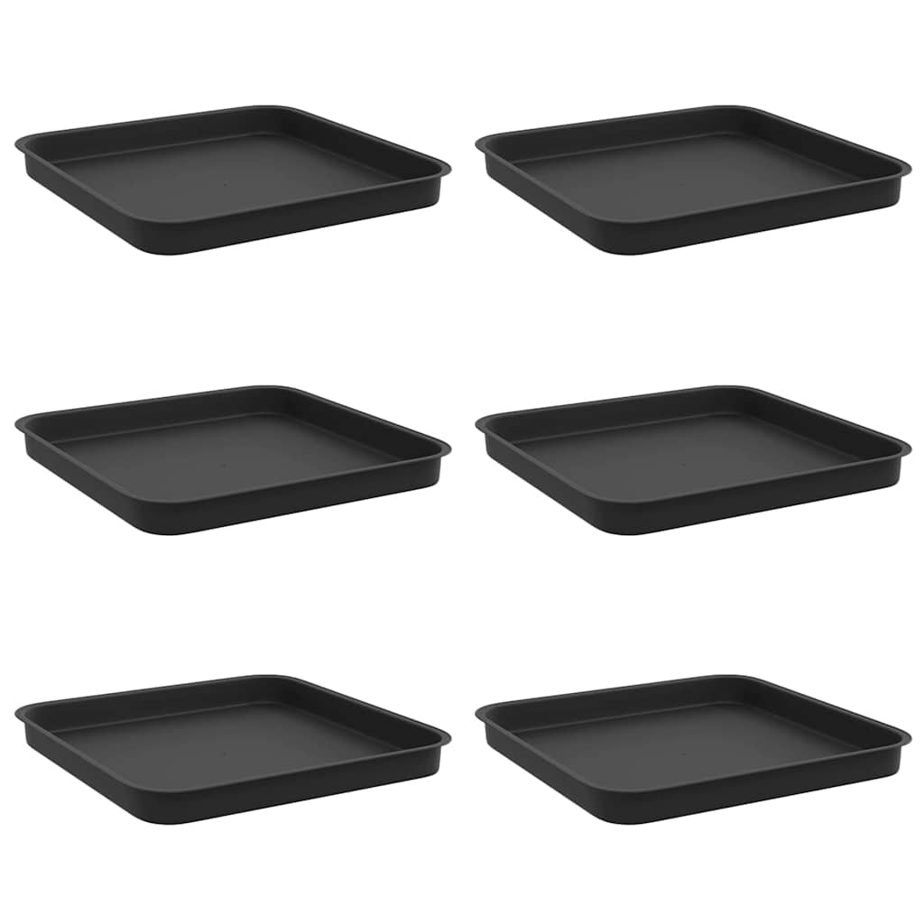 Vassoio Quadrato per Fiori 6 pcs Nero 21 x 21 x 2 cm Plastica