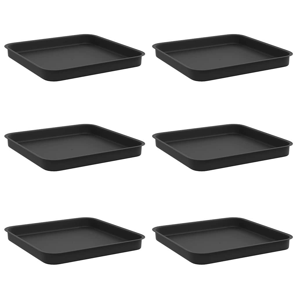 Vassoio Quadrato per Fiori 6 pcs Nero 25,5 x 25,5 x 2,5 cm