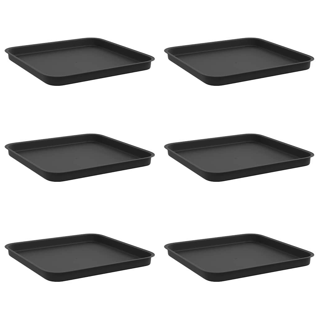 Vassoio Quadrato per Fiori 6 pcs Nero 32 x 32 x 2,5 cm Plastica