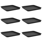Vassoio Quadrato per Fiori 6 pcs Nero 32 x 32 x 2,5 cm Plastica
