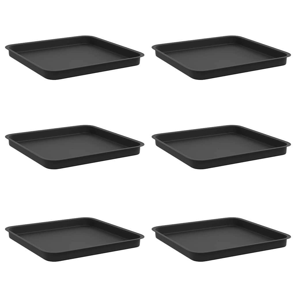 Vassoio Quadrato per Fiori 6 pcs Nero 36 x 36 x 2.5 cm Plastica