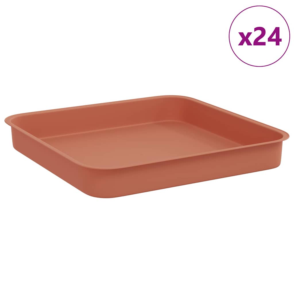 Vassoio Quadrato per Fiori 24 pcs Rosso Mattone 15 x 15 x 2 cm