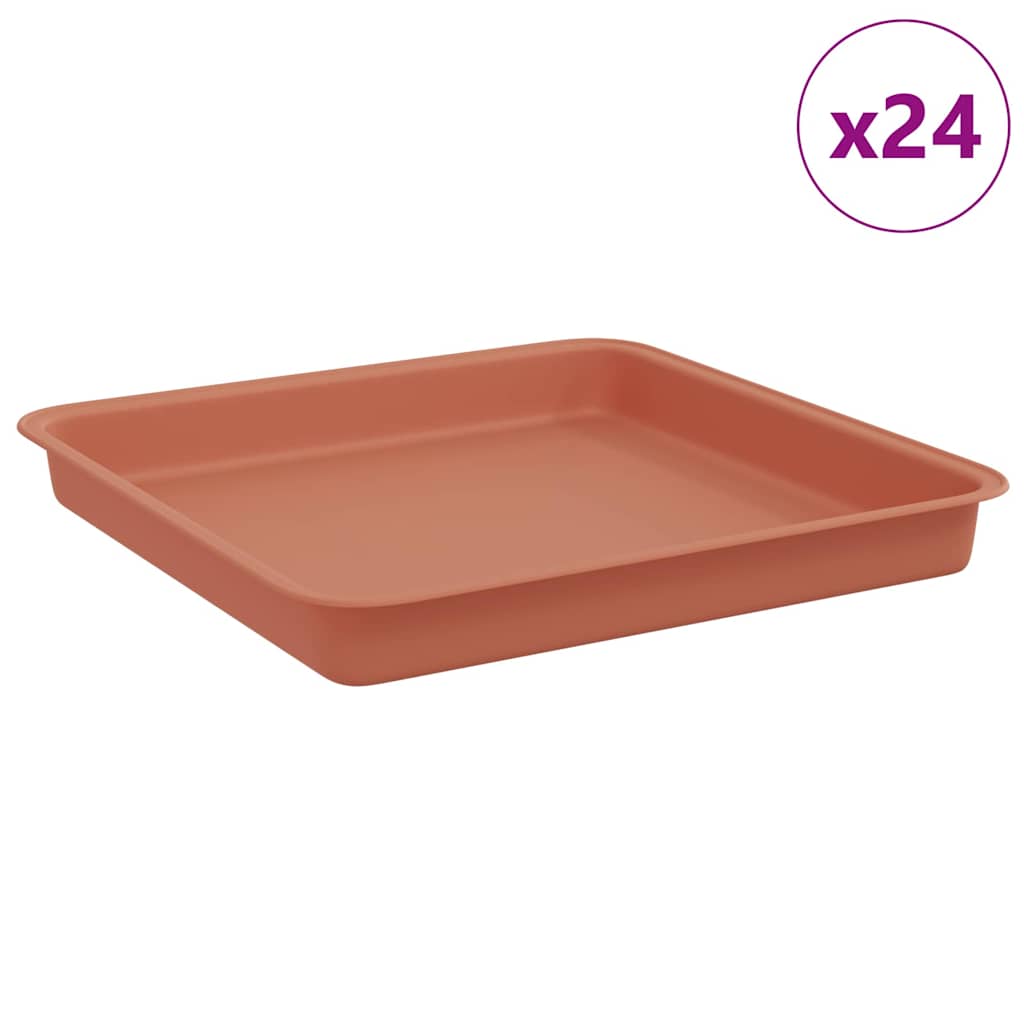 Vassoio Quadrato per Fiori 24 pcs Rosso Mattone 18 x 18 x 2 cm