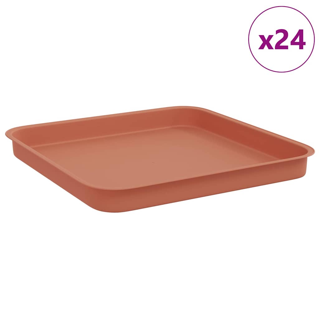Vassoio Quadrato per Fiori 24 pcs Rosso Mattone 21 x 21 x 2 cm