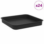 Vassoio Quadrato per Fiori 24 pcs Nero 15 x 15 x 2 cm Plastica