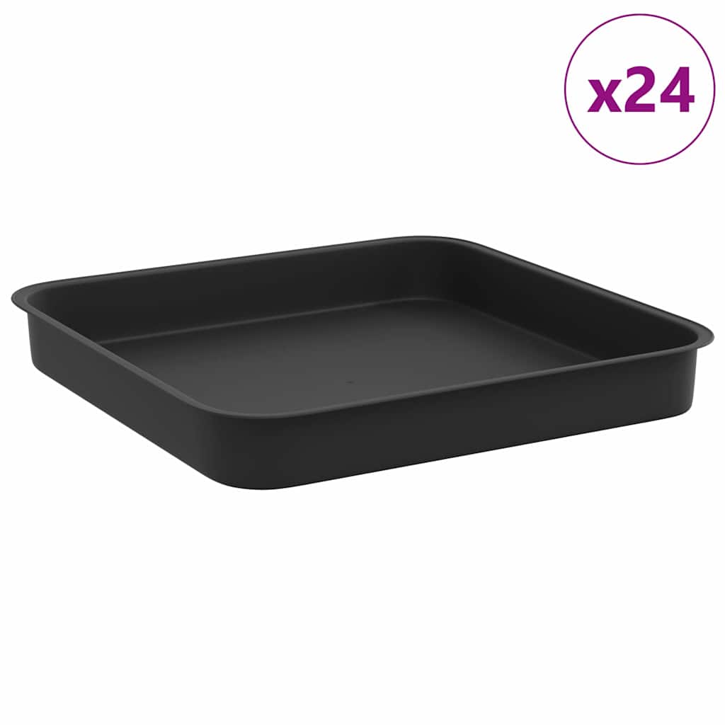 Vassoio Quadrato per Fiori 24 pcs Nero 15 x 15 x 2 cm Plastica